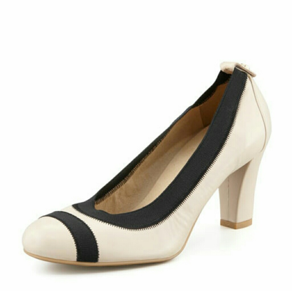 Stuart Weitzman Beige Elastic Trim Pumps